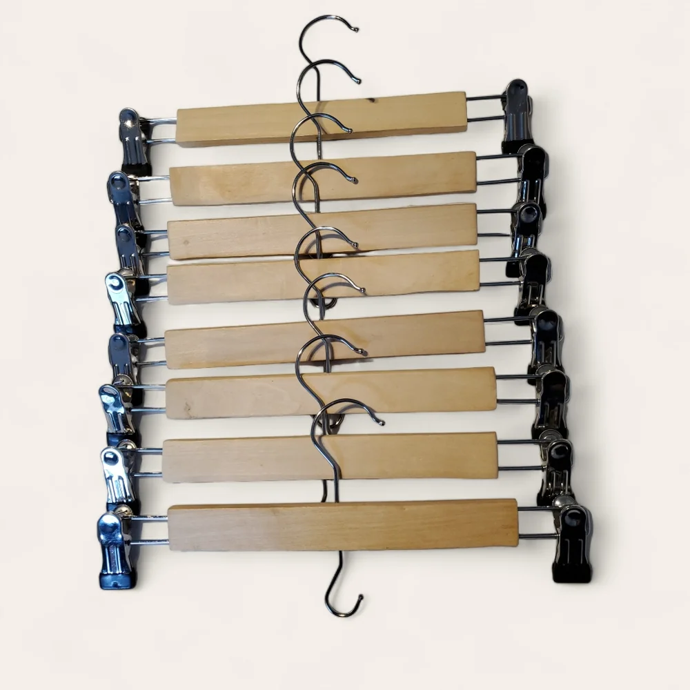 Wood Hangers (16) for Shorts, Pants, and Skirts Ikea & Sadlers Brand